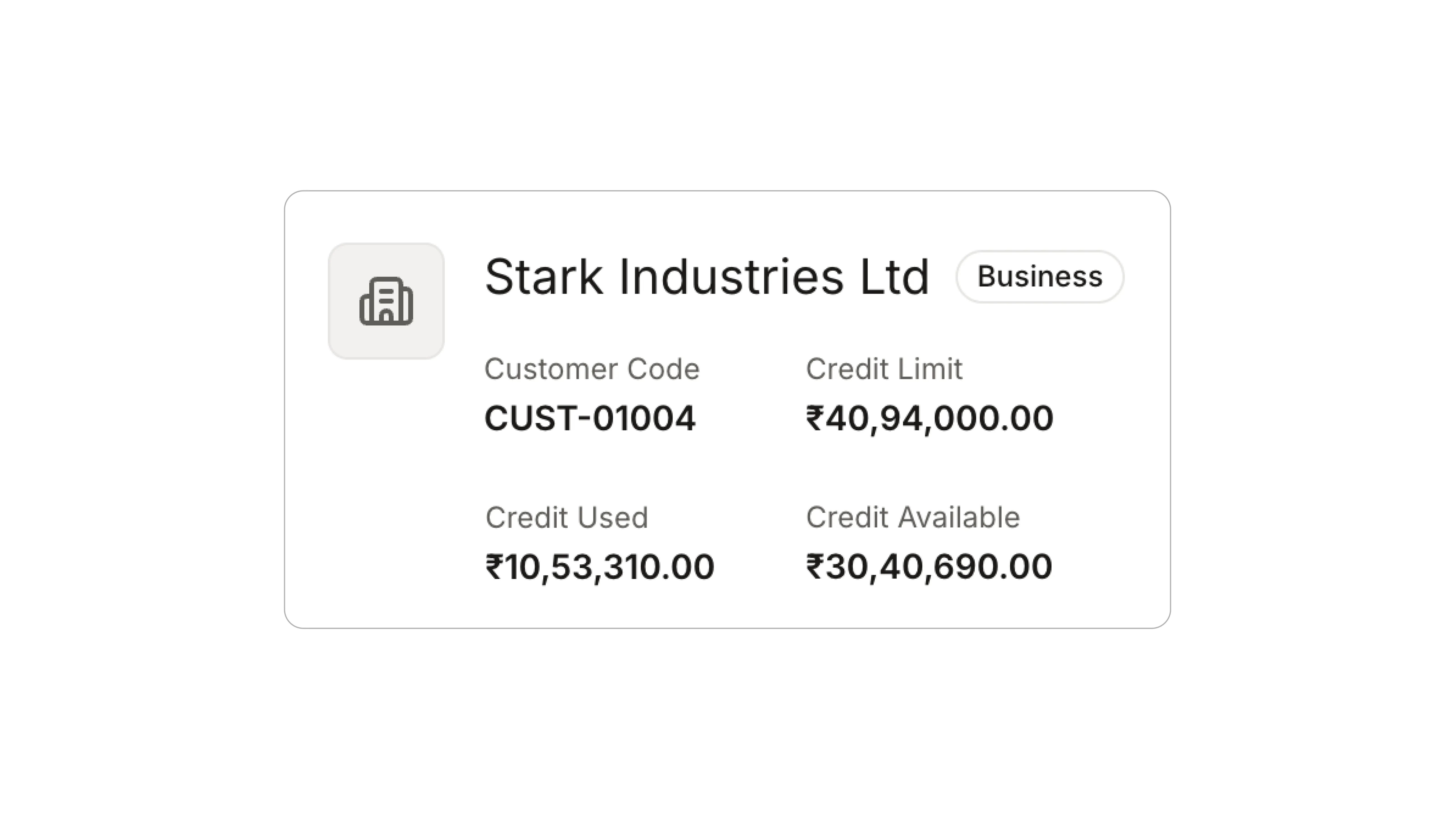 Credit Management screen showing per-customer credit limit, opening balance, live exposure across SOs and invoices, and aging buckets.