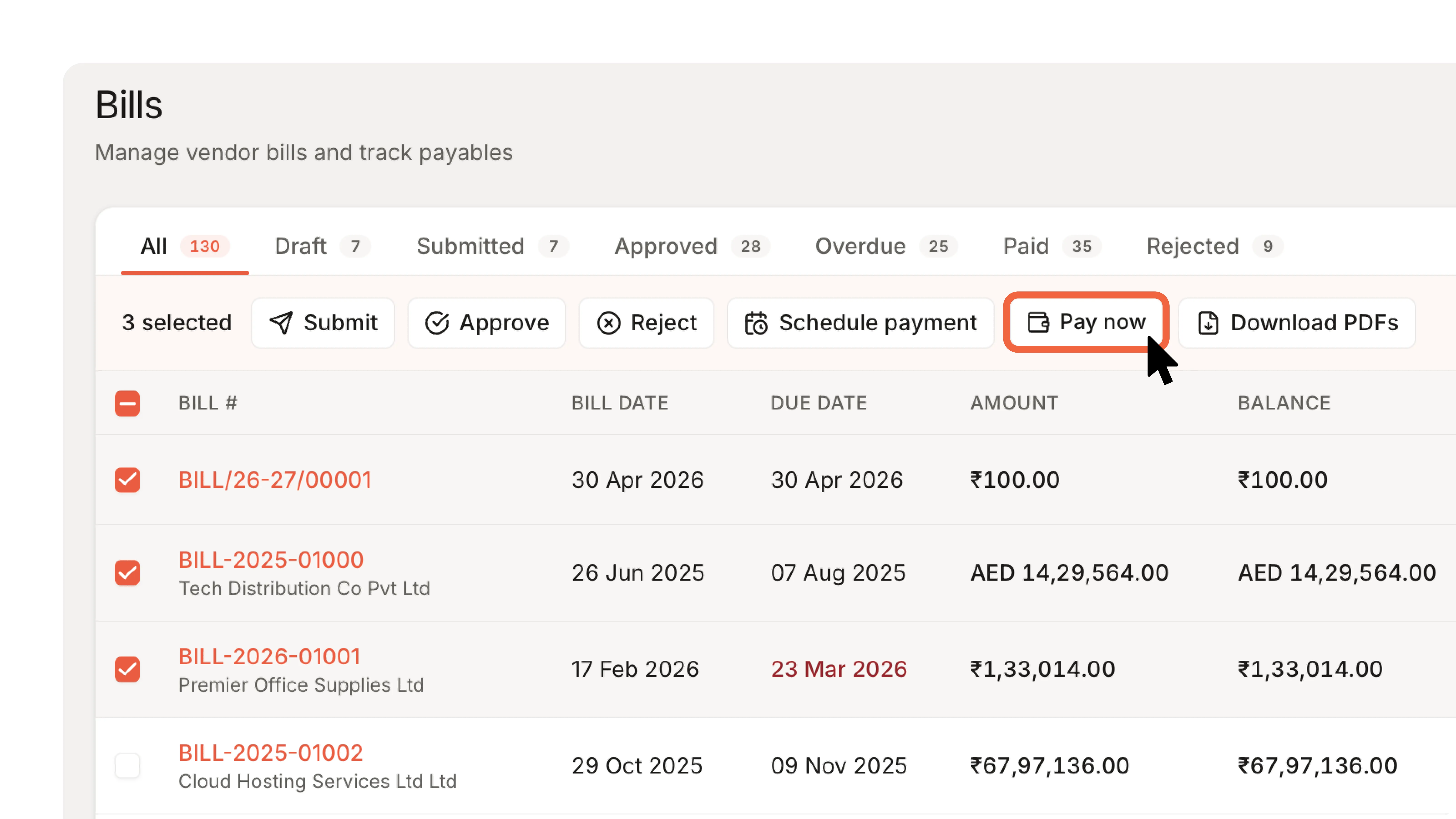 Vendor payment batch with maker-checker release and UTR post-back